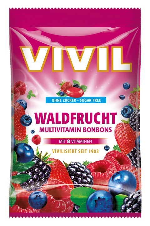 Multivitamine fructe de padure, fara zahar Vivil, 60 gr-VIVI.00025