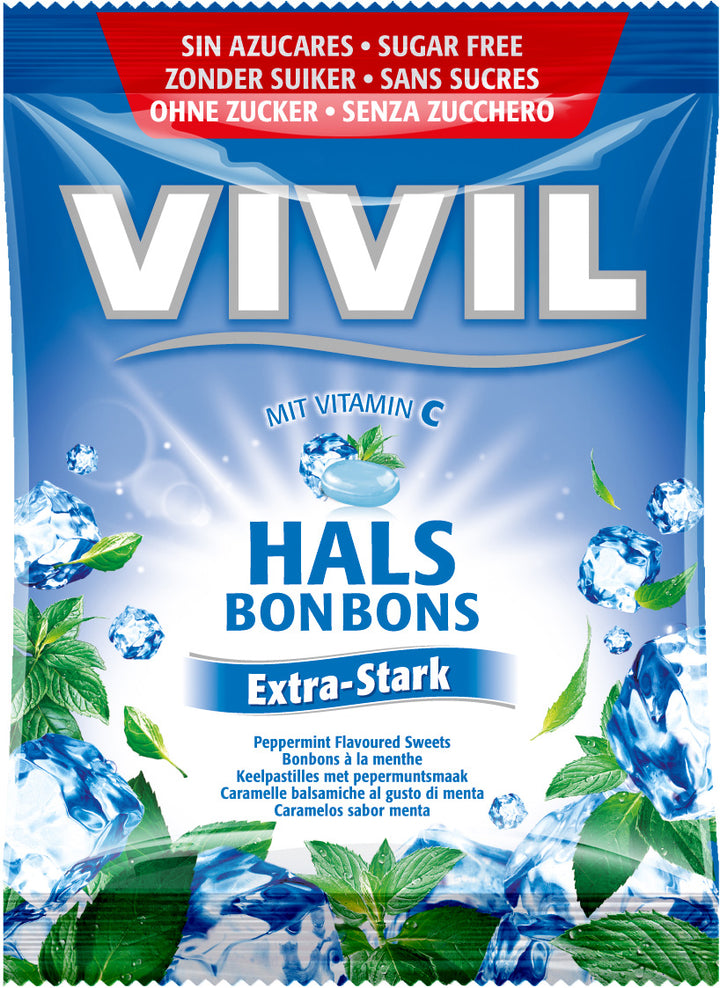 Bomboane menta cu Vitamina C, fara zahar (Extra Stark) Vivil, 60 gr-VIVI.00027