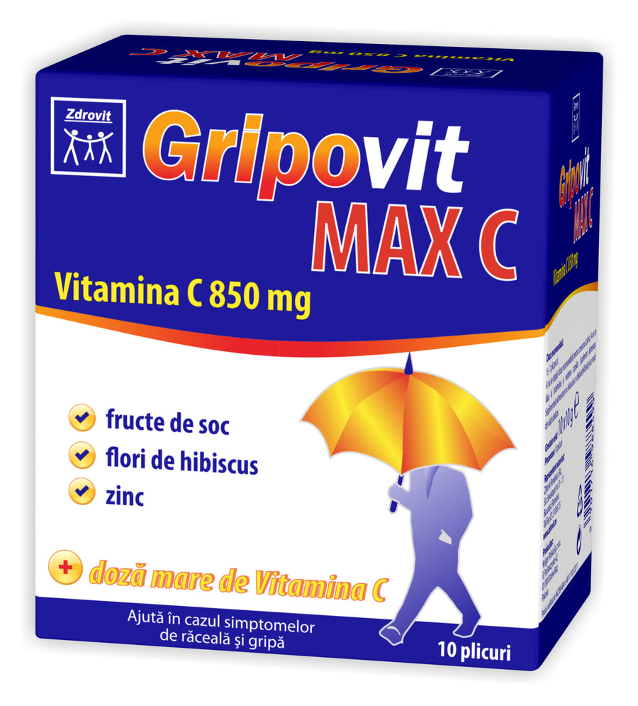 Gripovit Max C, Vitamina C 850 mg, 10 dz-ZDRO.00149