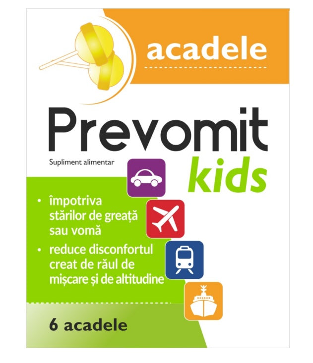 Prevomit Kids aromă lămâie, 6 acadele - Zdrovit