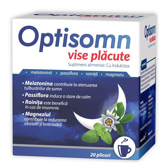 Optisomn (20 plicuri) – Zdrovit - Melatonină 5 mg, passiflora, roiniță și magneziu