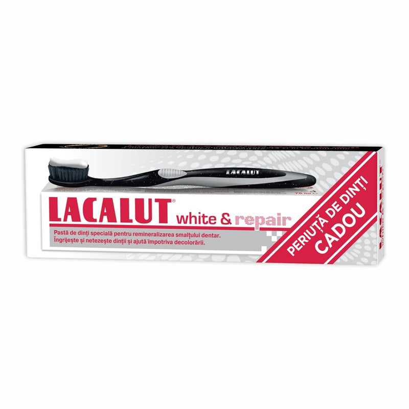 Lacalut white&repair 75ml +periuta black cadou - Lacalut