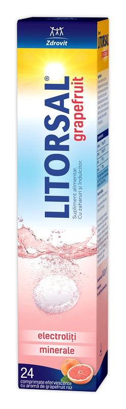 Litorsal Electroliti, aroma grapefruit, 24 comprimate efervescente-ZDRO.00647