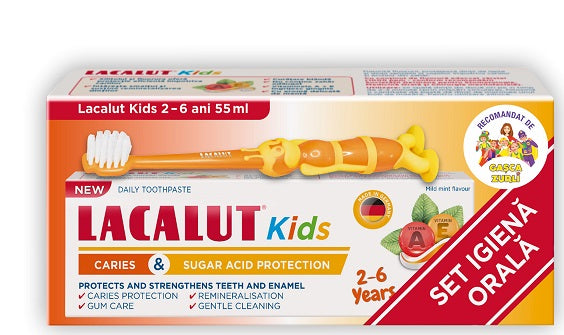 Lacalut kids 2-6 ani pasta dinti 55ml + periuta - Lacalut