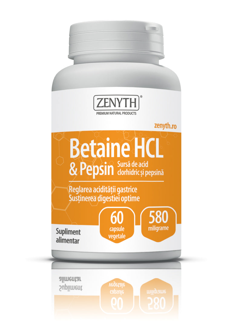 Betaine HCl & Pepsin 580 mg, 60 cps-ZENY.00088