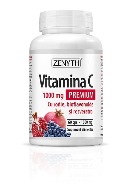 Vitamina C Premium 1000 mg, rodie & bioflavonoide & resveratrol, 60 cps-ZENY.00096