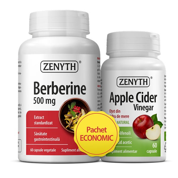 Berberine 500mg 60cps + apple cider vinegar 60cps pch - Zenyth Pharmaceuticals